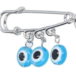 🧿 NWT🧿 Oversized Fashion Safety Pin Decorative Broach 🧿 Evil Eye Protect…